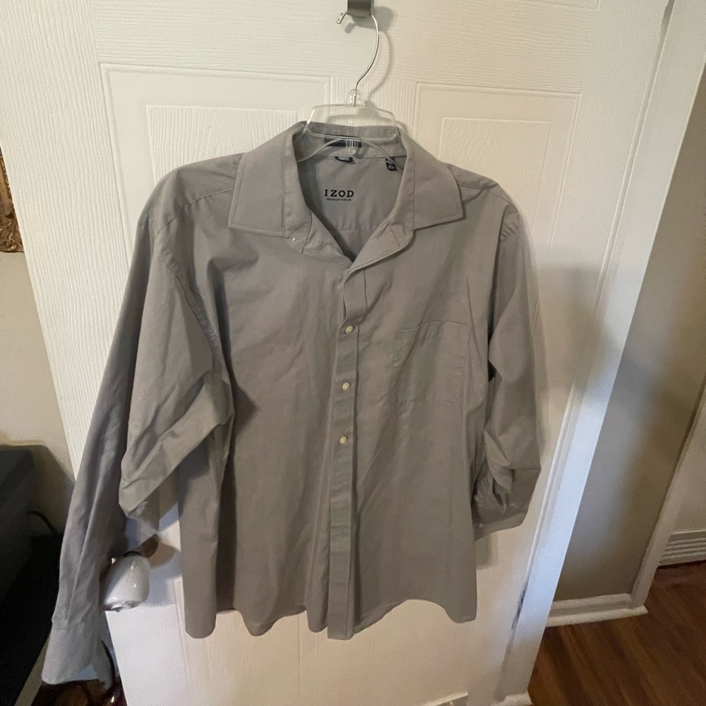 IZOD, grey XL button down shirt.